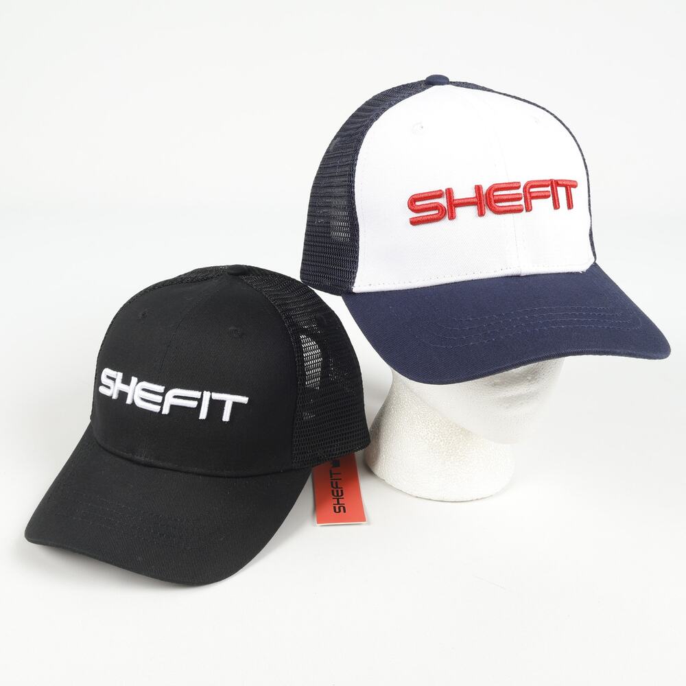 Pair of NEW SHEFIT Logo Snapback Mesh Trucker Hats Black Blue White